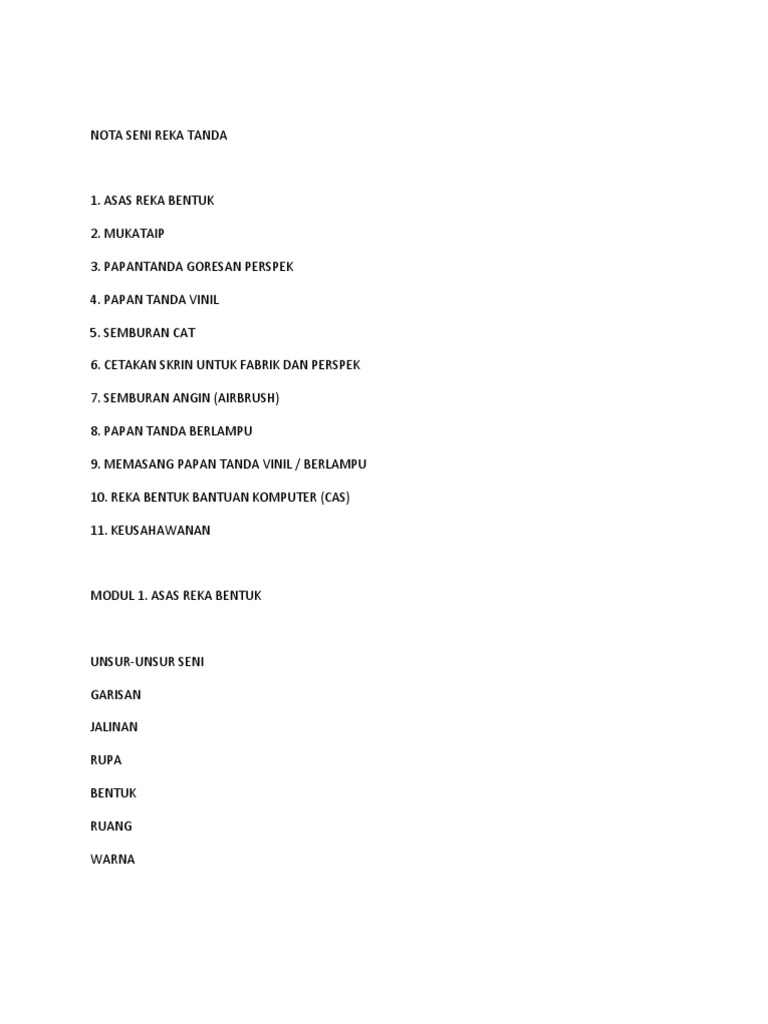 Nota Seni Reka Tanda dan Produksi | PDF | Griya & Taman