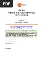 MITS4002 Object-Oriented Software Development: Activity 07 Due: Monday Lesson 09