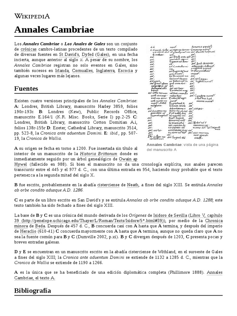 Annales Cambriae PDF Gales Textos medievales