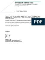 Philippine Seven Corporation: Certification