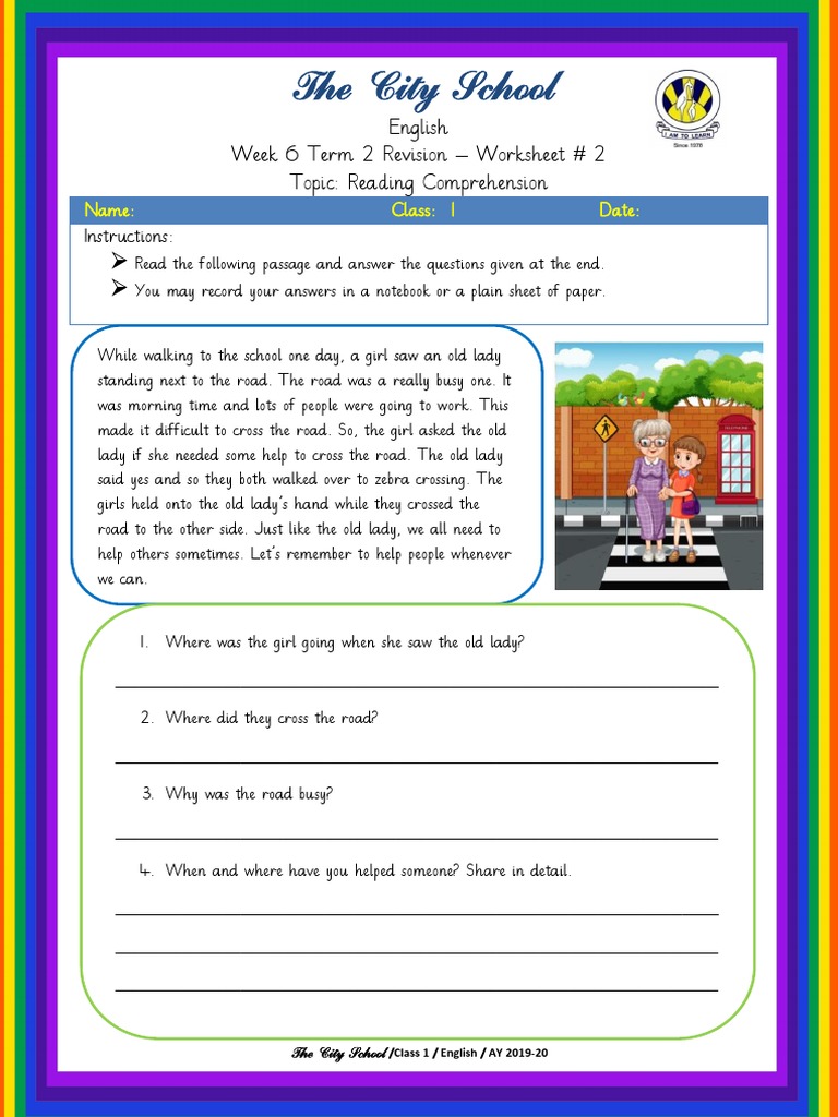 Class 1 English Worksheet 2 Week 6 Term 2 Revision | PDF