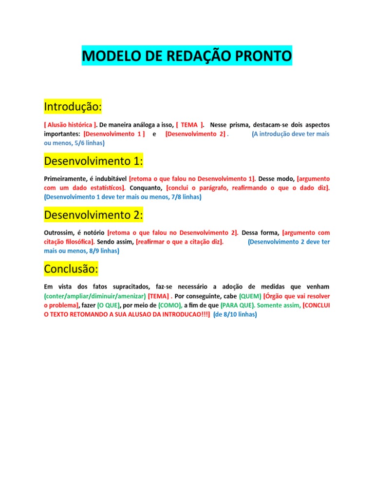 Modelo de Redação Pronto | PDF