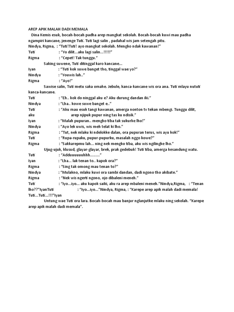 Contoh Pacelathon Bahasa Jawa