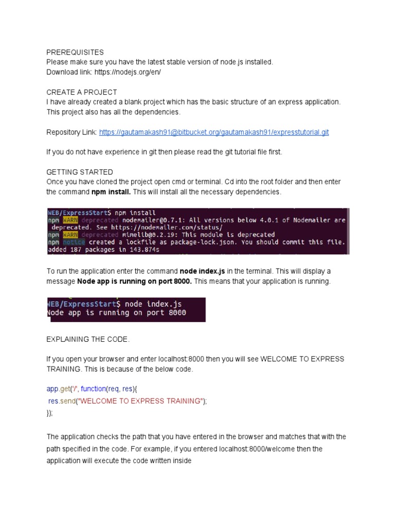 Express App Setup and Testing Guide | PDF