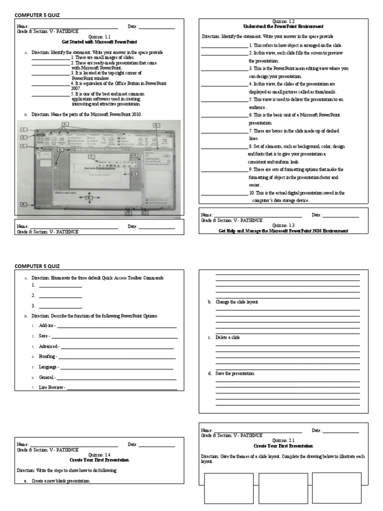 Class 5 Computer Quiz: PowerPoint Basics | PDF | Media Technology ...