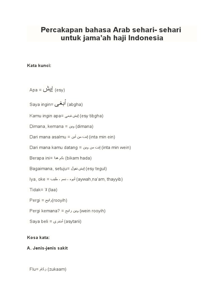 Percakapan Bahasa Arab Sehari | PDF