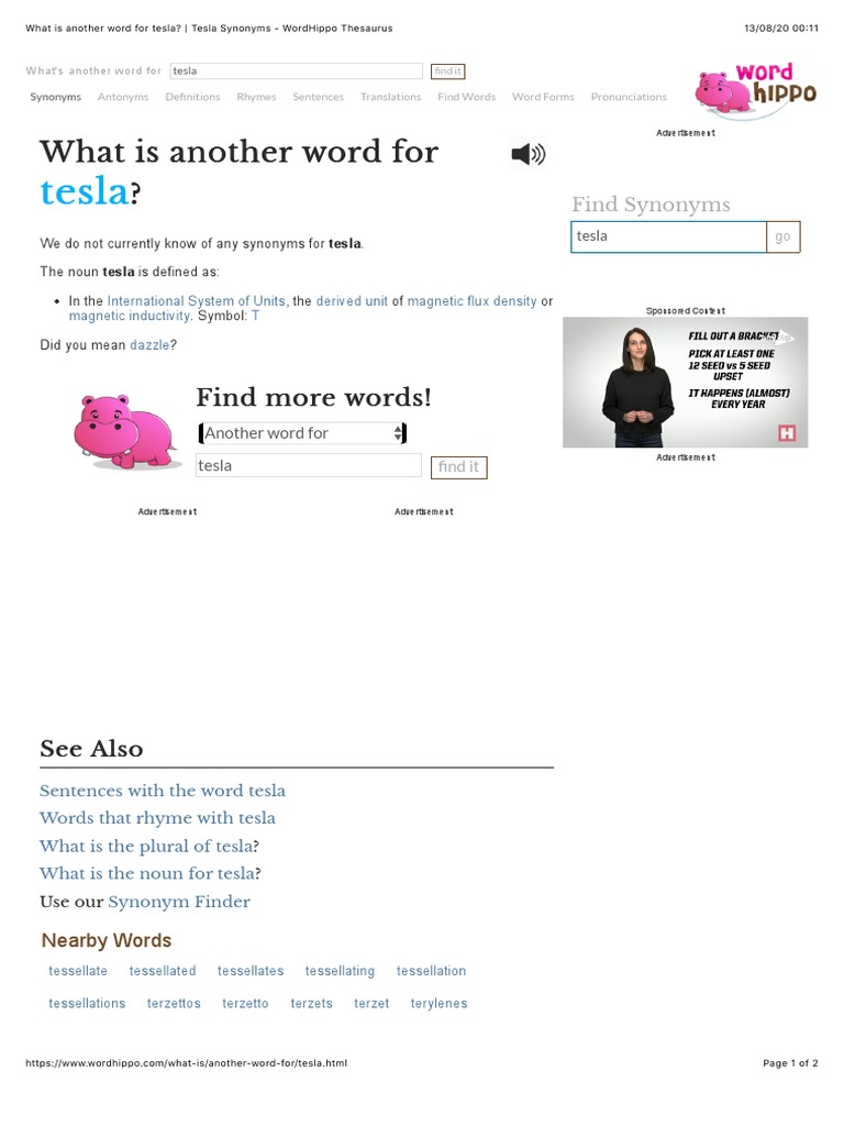 Tesla What Is Another Word For Tesla? Tesla Synonyms WordHippo