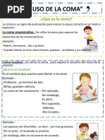 Ejercicios de uso de la coma para primaria | PDF