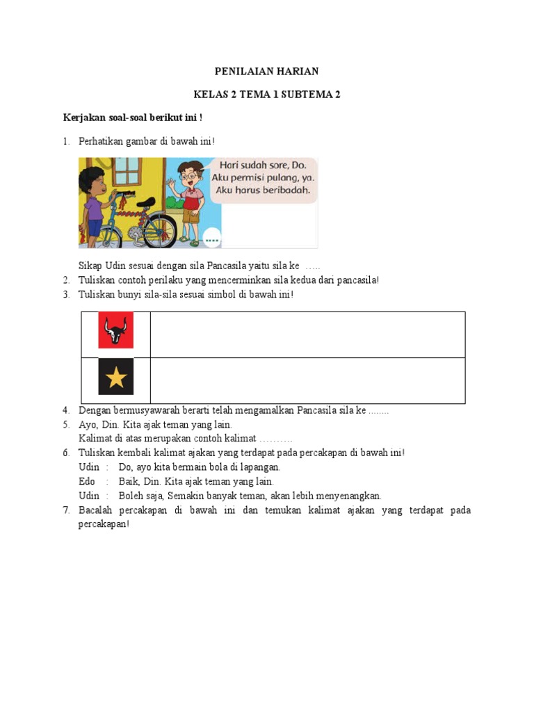 Kelas 2 Tema 1 Subtema 2