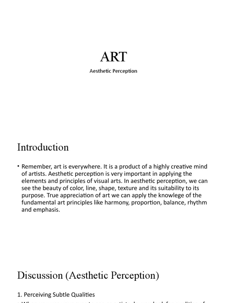 Aesthetic Perception PDF Color Perception
