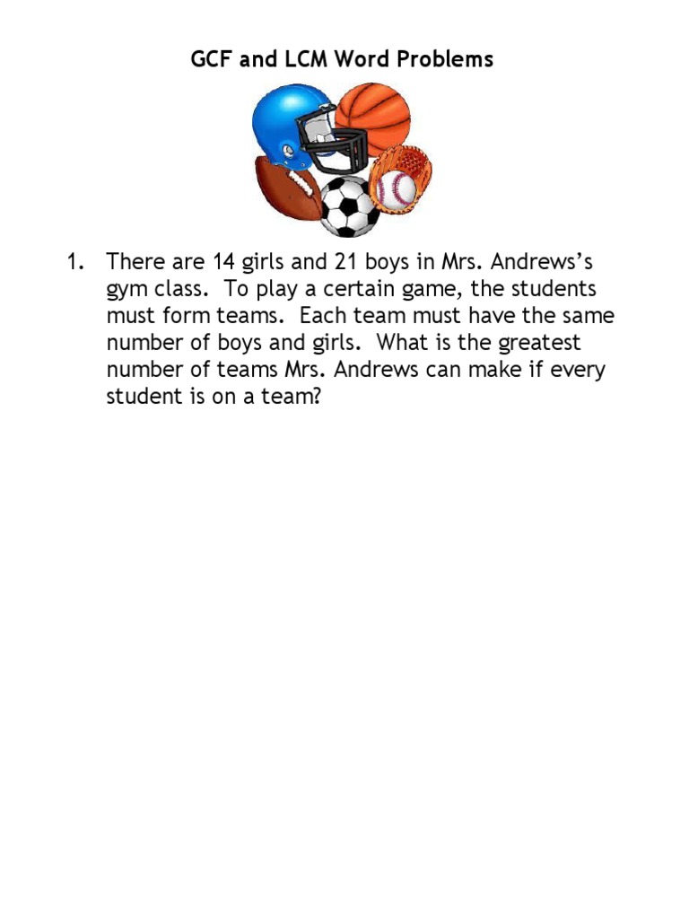 GCF and LCM Word Problems | PDF