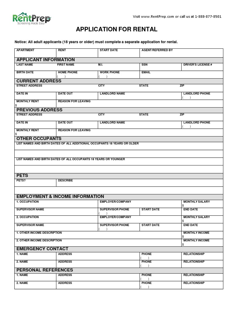 Application For Rental: Applicant Information | PDF | Landlord | Common Law