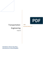 Transportation Engineering: Submitted To: Ma'am Aqsa Nisar Submitted By: M Ahmad (Reg#02)