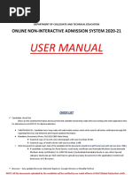 User Manual: Online Non-Interactive Admission System 2020-21