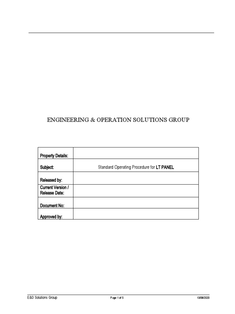 Standard Operating Procedure for the Maintenance and Operation of an LT