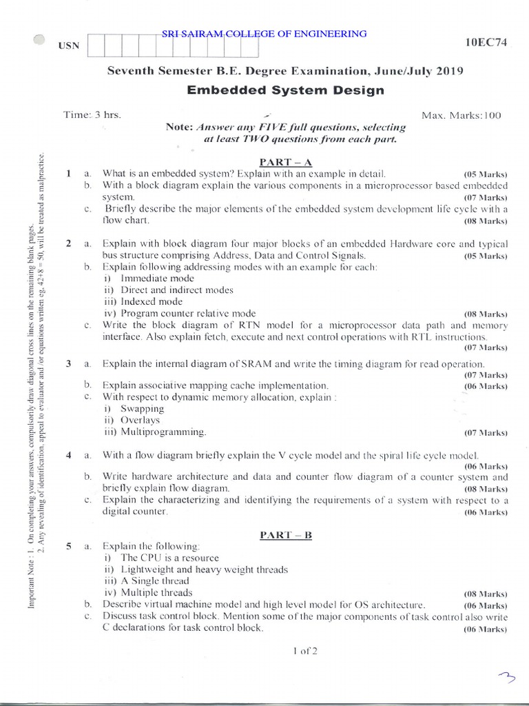 Embedded System Design Exam Guide | PDF | Analog To Digital Converter ...