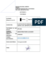 Planificación en Venezuela (015) - Actividad 1 - Pedro Omaña - V06442128 - 15082020