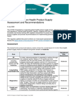 COVID-19 Impact On Health Product Supply: Assessment and Recommendations