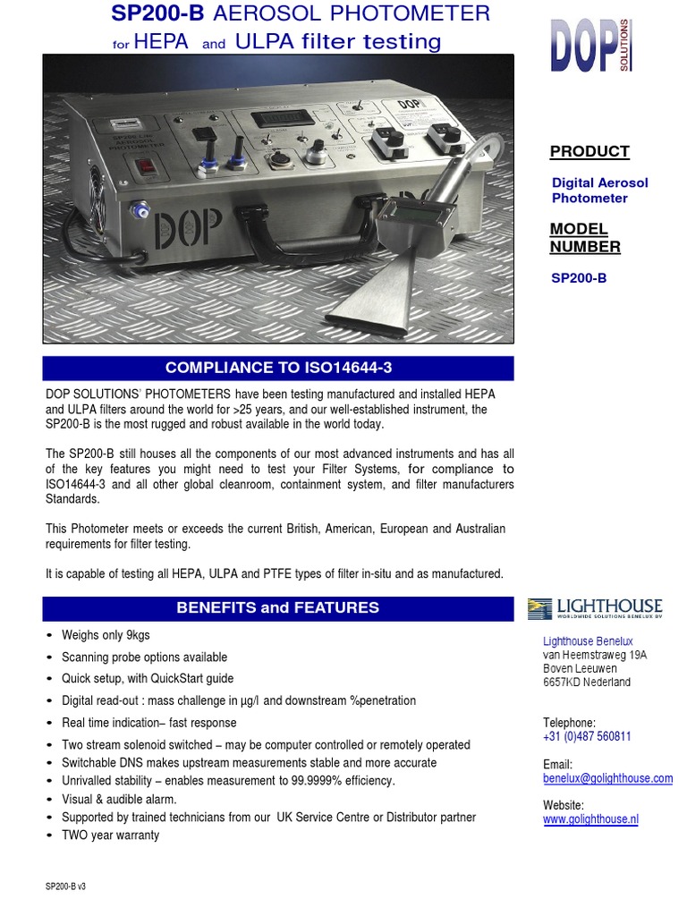 SP200-B Aerosol Photometer: A Technical Product Specification Document ...