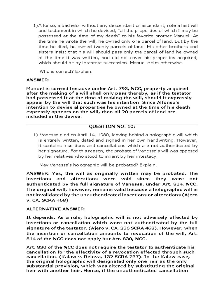 Wills and Probate Law: Key Questions and Answers | PDF | Will And ...