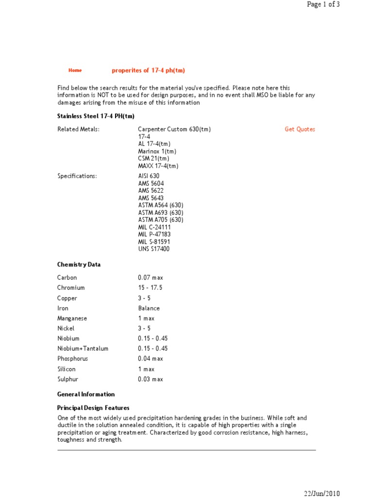 17-4 PH Properties | PDF | Building Materials | Business Process