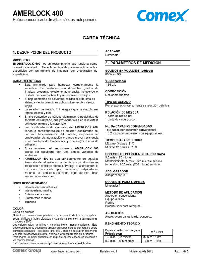 Amerlock 400 PDF | PDF | Revestimiento | Acero