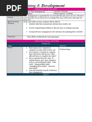 Effective Time Managment - Session Plan(1).doc