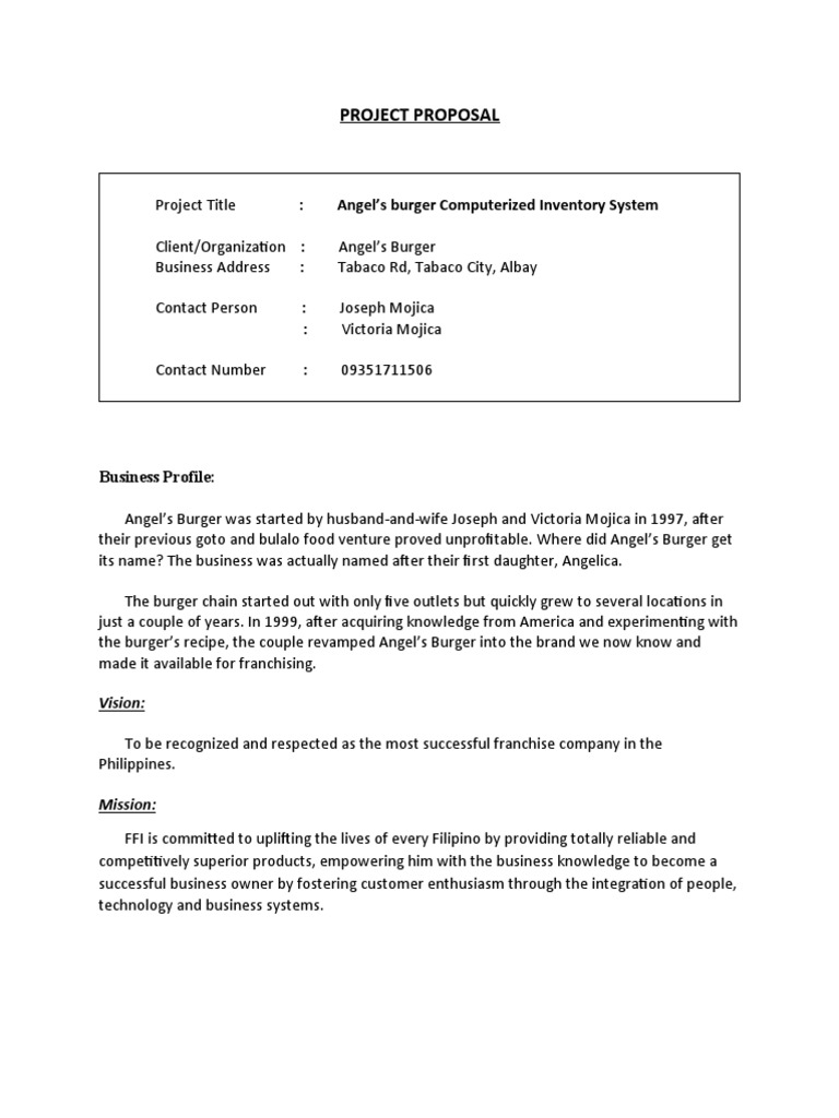 Project Proposal Pdf Inventory Automation