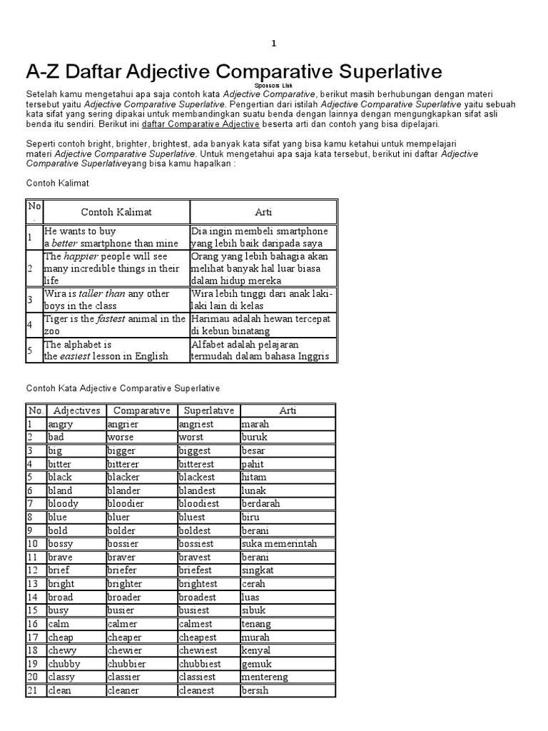 Panduan Adjective: Comparative & Superlative | PDF