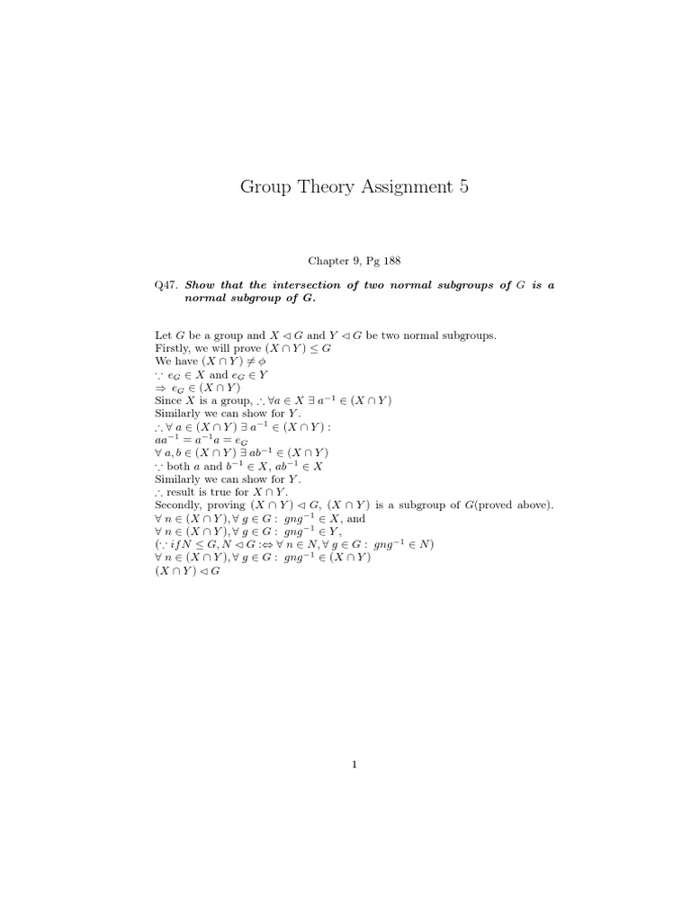 Normal Subgroup Intersection Proof | PDF | Teaching Methods & Materials