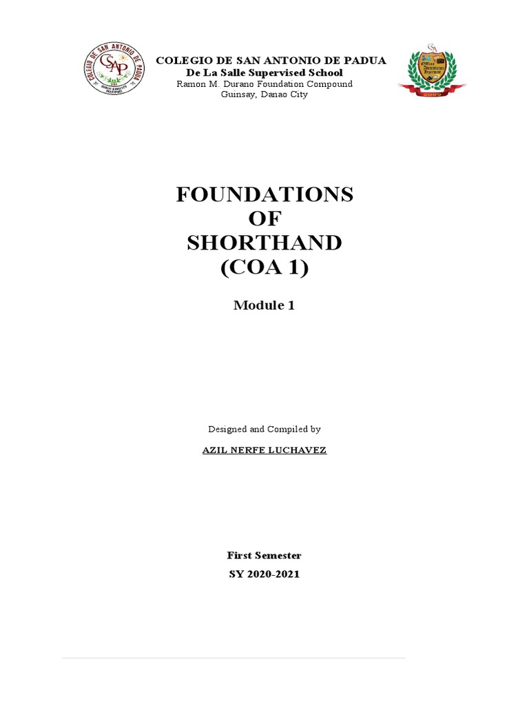 Module 1 Foundation of Shorthand PDF Shorthand Linguistics