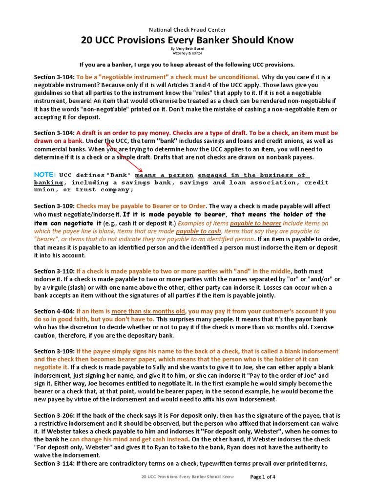UCC Essentials for Bankers | PDF | Cheque | Fiduciary