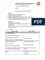 I. Target Competency EN7G-IV-a-4 Use Imperatives and Preposition When Giving Instructions Objectives