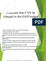 Expenses That CAN Be Charged To The GAD Budget