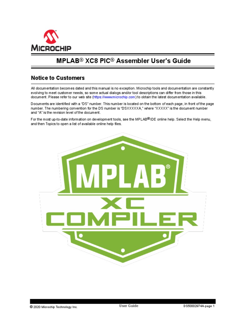 MPLAB XC8 PIC Assembler User's Guide 50002974A PDF PDF Library
