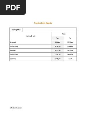 Training Daily Agenda_English
