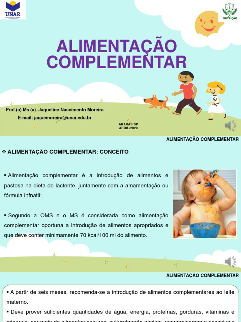 Aula 11 - Alimentação Complementar | PDF | Amamentação | Alimentos
