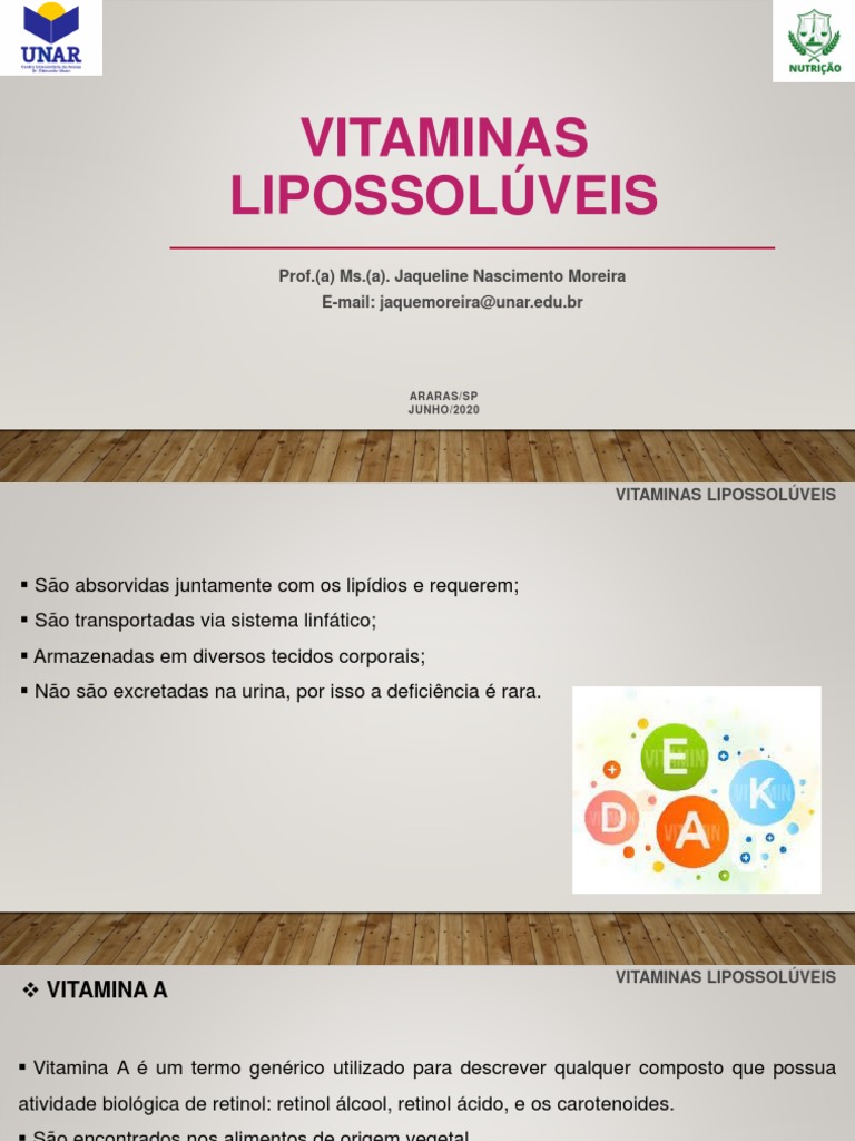 Vitaminas Lipossolúveis: Funções e Deficiências | PDF | Vitamina A ...