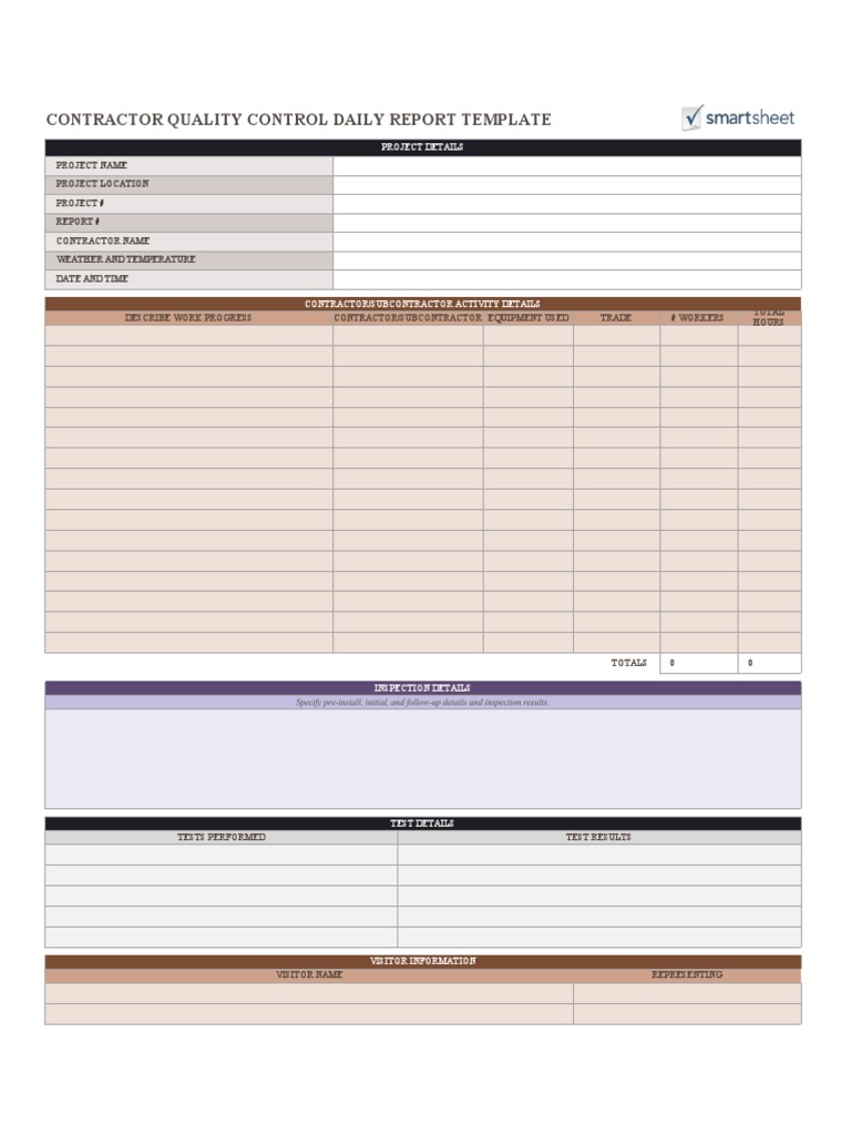 IC Contractor Quality Control Daily Report Template2 | PDF