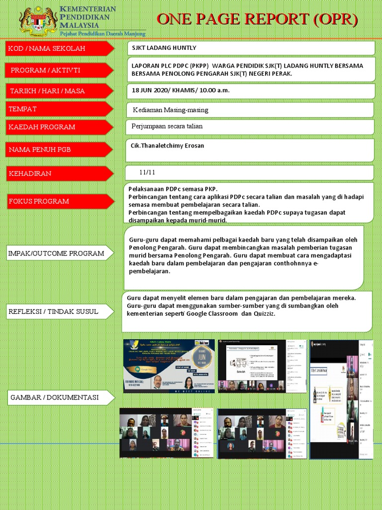 Laporan OPR Program Sekolah SJK(T) | PDF | Komputer