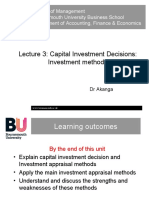 Lecture 3: Capital Investment Decisions: Investment Methods