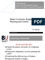 Week 4 Lectures: Budgeting For Planning and Control