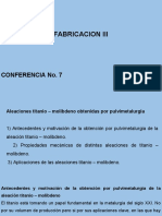 Conferencia No. 7 de Fabricción III