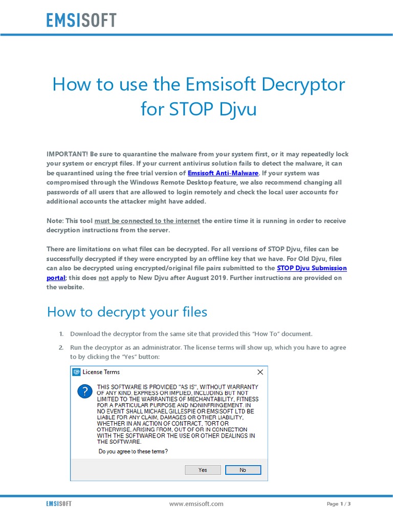 Emsisoft How To Stop Djvu PDF Malware Encryption