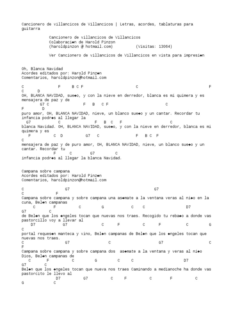 Cancionero De Villancicos Populares Para Guitarra : Cancionero De