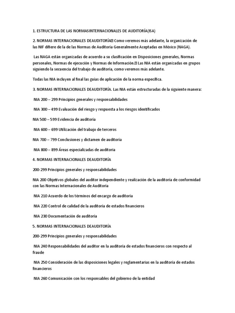 Estructura Nia | PDF | Auditoría | Contralor