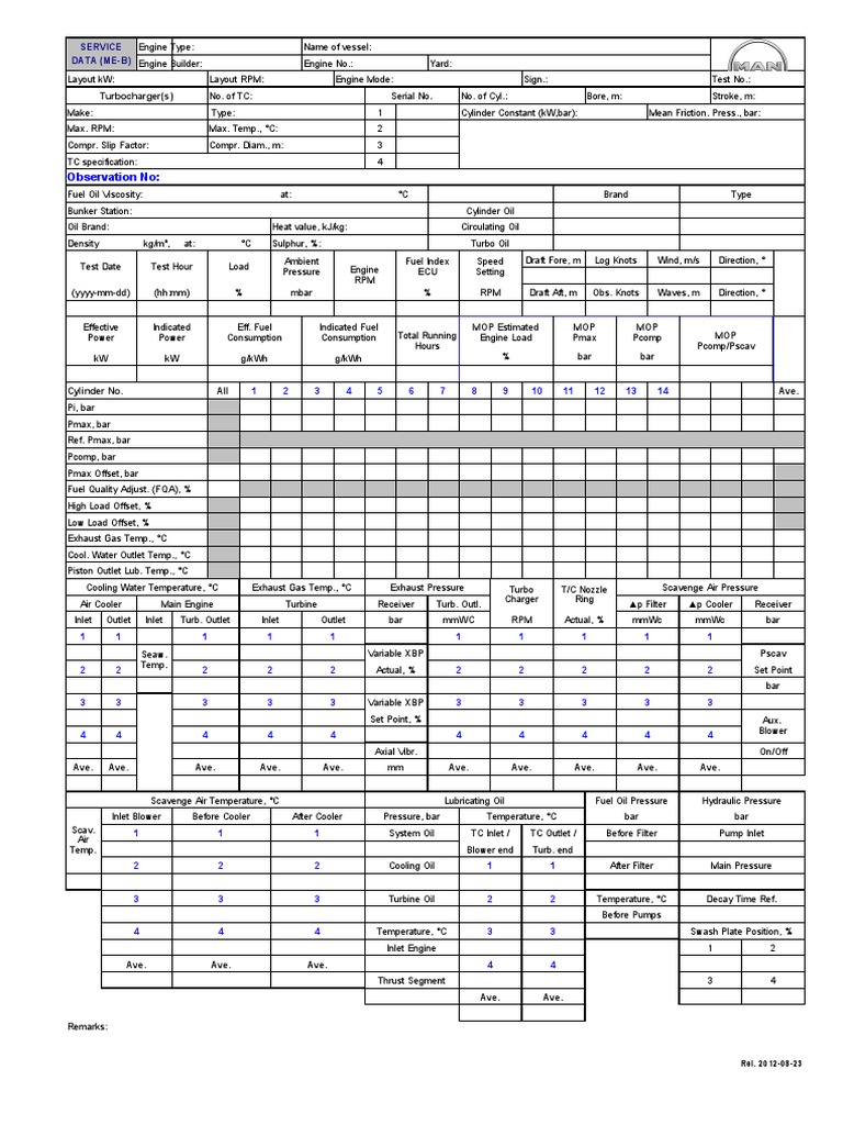 Marine Engine Performance Data Report | PDF | Turbocharger | Engines