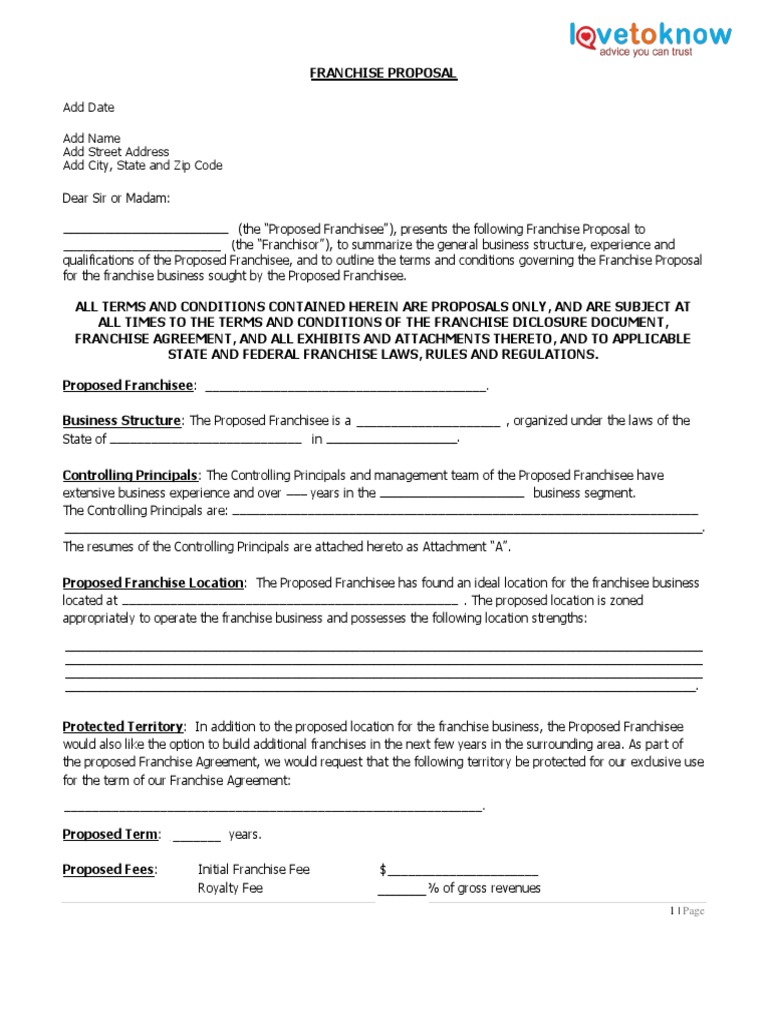 Franchise Proposal Overview Document | PDF | Franchising | Business ...