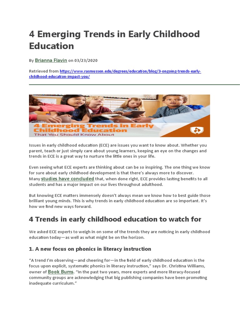Emerging Trends in Early Childhood Education | PDF | Early Childhood ...