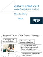 Performance Analysis: (Tools For Financial Analysis and Control) - MR - John Obote. Mba